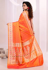 Orange Wedding Banarasi Silk Saree with Blouse Piece - Adi Akshoy & Co.