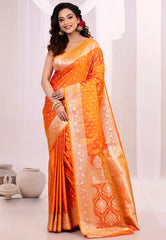 Orange Wedding Banarasi Silk Saree with Blouse Piece - Adi Akshoy & Co.