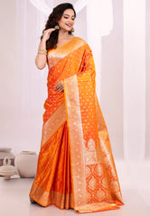 Orange Wedding Banarasi Silk Saree with Blouse Piece - Adi Akshoy & Co.
