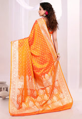 Orange Wedding Banarasi Silk Saree with Blouse Piece - Adi Akshoy & Co.