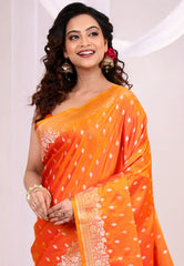 Orange Wedding Banarasi Silk Saree with Blouse Piece - Adi Akshoy & Co.