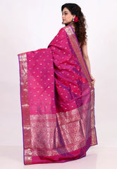 Magenta Pure Katan Silk Saree with Blouse Piece - Adi Akshoy & Co.