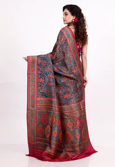 Blue Kani Silk Saree With Blouse Piece - Adi Akshoy & Co.