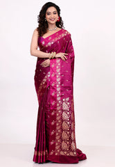 Magenta Mashru Silk Saree with Blouse Piece - Adi Akshoy & Co.
