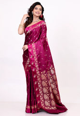 Magenta Mashru Silk Saree with Blouse Piece - Adi Akshoy & Co.