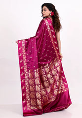 Magenta Mashru Silk Saree with Blouse Piece - Adi Akshoy & Co.
