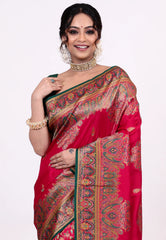 Rani Pink Kani Silk Saree With Blouse Piece - Adi Akshoy & Co.