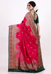 Rani Pink Kani Silk Saree With Blouse Piece - Adi Akshoy & Co.