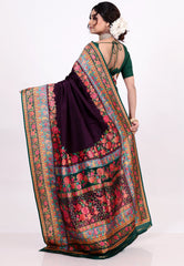 Deep Purple Kani Silk Saree With Blouse Piece - Adi Akshoy & Co.