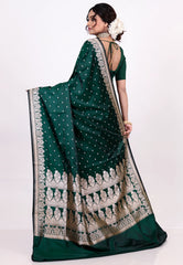 Rama Green Mashru Silk Saree with Blouse Piece - Adi Akshoy & Co.