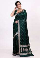 Rama Green Mashru Silk Saree with Blouse Piece - Adi Akshoy & Co.