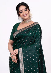 Rama Green Mashru Silk Saree with Blouse Piece - Adi Akshoy & Co.
