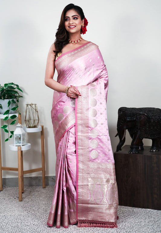 Mauve color Mashru Silk Saree with Blouse Piece