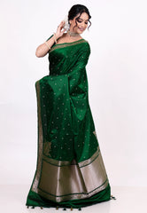 Cross Bottle Green Mashru Silk Saree with Blouse Piece - Adi Akshoy & Co.