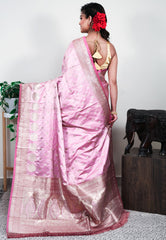 Mauve color Mashru Silk Saree with Blouse Piece