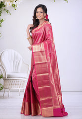 Rani Brocade Kanjivaram Silk Saree with Blouse Piece - Adi Akshoy & Co.