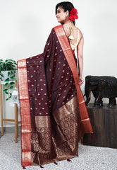 Maroon Mashru Silk Saree with Blouse Piece