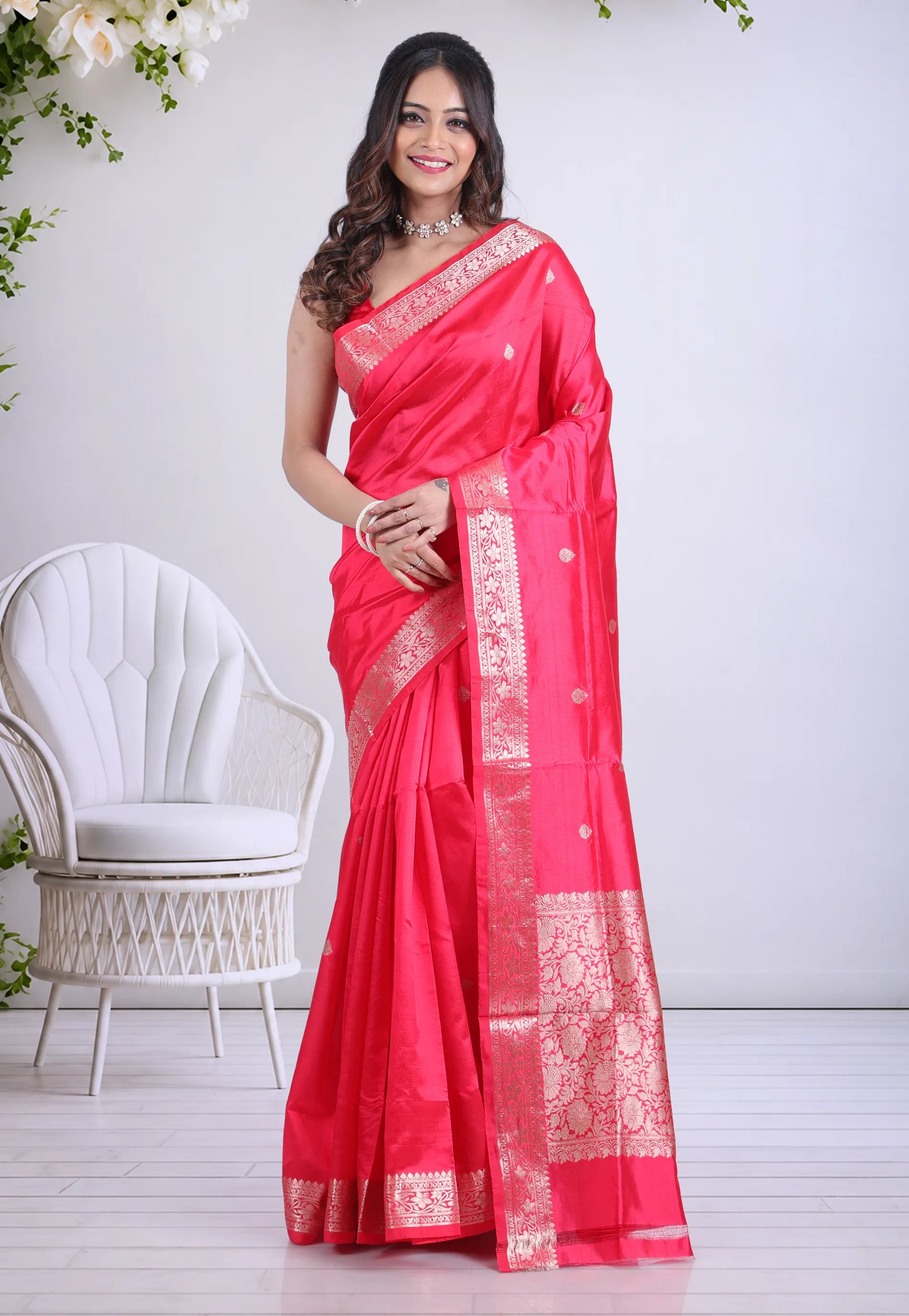 Rani Pure Katan Silk Saree with Blouse Piece - Adi Akshoy & Co.