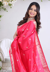 Rani Pure Katan Silk Saree with Blouse Piece - Adi Akshoy & Co.