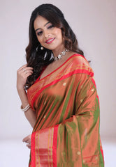 Cross Colour Purple & Magenta Pure Paithani Silk Saree With Blouse Piece