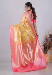 Golden Yellow Tissue Silk Saree with Blouse Piece - Adi Akshoy & Co.