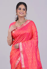 Cross Rani Pink Pure Katan Silk Saree with Blouse Piece - Adi Akshoy & Co.