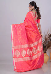 Cross Rani Pink Pure Katan Silk Saree with Blouse Piece - Adi Akshoy & Co.