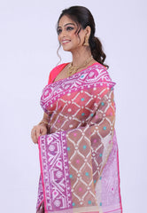 Brown Dhakai Jamdani Cotton Saree without Blouse Piece - Adi Akshoy & Co.