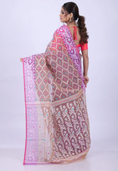 Brown Dhakai Jamdani Cotton Saree without Blouse Piece - Adi Akshoy & Co.