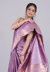Purple Pure Tussar Silk Saree with Blouse Piece - Adi Akshoy & Co.