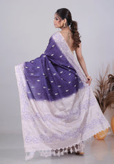 Blue Tussar Silk Saree with Blouse Piece - Adi Akshoy & Co.