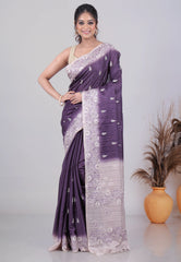 Violet Tussar Silk Saree with Blouse Piece - Adi Akshoy & Co.