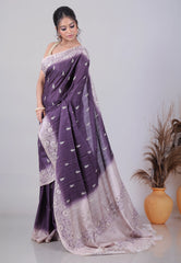 Violet Tussar Silk Saree with Blouse Piece - Adi Akshoy & Co.