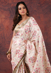 Tussar Colour Kantha Silk Saree With Blouse Piece - Adi Akshoy & Co.