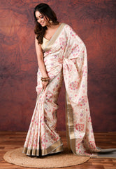 Tussar Colour Kantha Silk Saree With Blouse Piece - Adi Akshoy & Co.