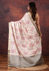 Tussar Colour Kantha Silk Saree With Blouse Piece - Adi Akshoy & Co.