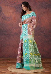 Brown Dhakai Jamdani Cotton Saree without Blouse Piece - Adi Akshoy & Co.