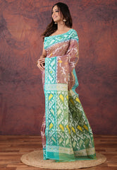 Brown Dhakai Jamdani Cotton Saree without Blouse Piece - Adi Akshoy & Co.