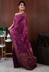 Magenta Tussar Silk Saree with Blouse Piece