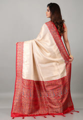 Beige with Golden Kani Silk Saree With Blouse Piece - Adi Akshoy & Co.