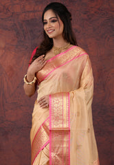 Golden Tussar Colour Sico Handloom Saree With Blouse Piece - Adi Akshoy & Co.