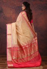 Golden Tussar Colour Sico Handloom Saree With Blouse Piece - Adi Akshoy & Co.
