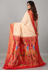 Tussar Colour Pure Paithani Silk Saree With Blouse Piece - Adi Akshoy & Co.
