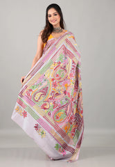 Grey Kantha Silk Saree with Blouse Piece - Adi Akshoy & Co.