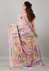 Grey Kantha Silk Saree with Blouse Piece - Adi Akshoy & Co.