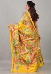 Yellow Kantha Silk Saree with Blouse Piece - Adi Akshoy & Co.
