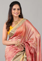 Cross Pink Sico Handloom Saree With Blouse Piece - Adi Akshoy & Co.