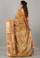 Cross Gold Sico Handloom Saree With Blouse Piece - Adi Akshoy & Co.