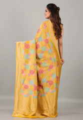Yellow Kani Silk Saree With Blouse Piece - Adi Akshoy & Co.