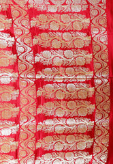 Red Wedding Banarasi Silk Saree with Blouse Piece